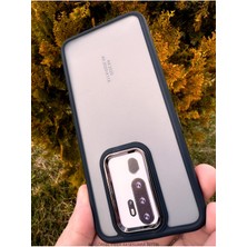 Fibaks Oppo A9 2020 Kılıf Metal Çerçeve Hassas Butonlu Renkli Buzlu Şeffaf Transparan Kapak