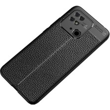 Fibaks Xiaomi Redmi 10C Kılıf Rugan Armor Deri Görünümlü Parmak İzi Yapmaz Dayanıklı Niss Silikon Kapak