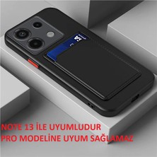 Xiaomi Redmi Note 13 4g Kılıf Kamera Korumalı Kartlıklı Cüzdanlı Kırmızı Tuşlu Siyah Silikon Kapak