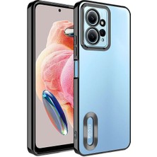 Fibaks Xiaomi Redmi Note 12 Kılıf Kamera Lens Korumalı Şeffaf Renkli Logo Gösteren Parlak Kapak