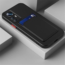 Fibaks Xiaomi Mi 12 Lite Kılıf Kamera Korumalı Kartlıklı Cüzdanlı Siyah Tuşlu Siyah Silikon Kapak