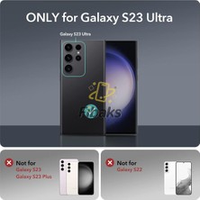 Fibaks Samsung Galaxy S23 Ultra Kılıf Metal Çerçeve Hassas Butonlu Renkli Buzlu Şeffaf Transparan Kapak