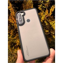 Fibaks Xiaomi Redmi Note 8 Kılıf Metal Çerçeve Hassas Butonlu Renkli Buzlu Şeffaf Transparan Kapak