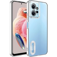 Fibaks Xiaomi Redmi Note 12 Kılıf Kamera Lens Korumalı Şeffaf Renkli Logo Gösteren Parlak Kapak