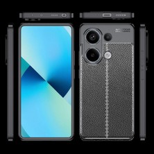 Fibaks Xiaomi Redmi Note 13 4g Kılıf Kamera Çıkıntılı Deri Görünümlü Dikiş Desenli Koruyucu Kapak Kilif