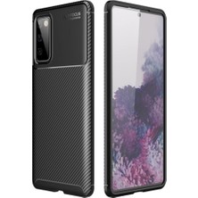 Fibaks Samsung Galaxy S20 Fe Kılıf Rugged Armor Darbe Emici Uzun Ömürlü Dayanıklı Parmak İzi Yapmaz Karbon Tasarım Negro Silikon Kapak