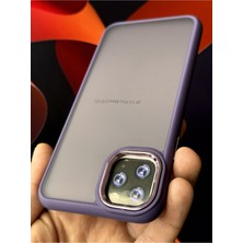 Fibaks Apple iPhone 11 Pro Max Kılıf Metal Çerçeve Hassas Butonlu Renkli Buzlu Şeffaf Transparan Kapak