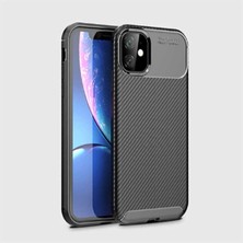 Fibaks Apple iPhone 11 Kılıf Rugged Armor Darbe Emici Uzun Ömürlü Dayanıklı Parmak İzi Yapmaz Karbon Tasarım Negro Silikon Kapak