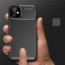 Fibaks Apple iPhone 11 Kılıf Rugged Armor Darbe Emici Uzun Ömürlü Dayanıklı Parmak İzi Yapmaz Karbon Tasarım Negro Silikon Kapak