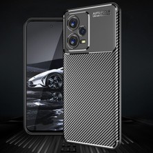 Fibaks Xiaomi Redmi Note 12 Pro 5g Kılıf Rugged Armor Darbe Emici Uzun Ömürlü Dayanıklı Parmak İzi Yapmaz Karbon Tasarım Negro Silikon Kapak