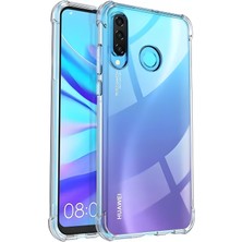 Fibaks Huawei P30 Lite Kılıf AntiShock Köşe Korumalı Darbe Emici Crystal Berrak Şeffaf Sert Silikon