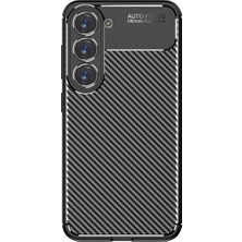 Fibaks Samsung Galaxy S23 Kılıf Rugged Armor Darbe Emici Uzun Ömürlü Dayanıklı Parmak İzi Yapmaz Karbon Tasarım Negro Silikon Kapak