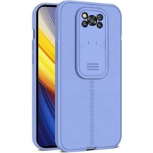 Fibaks Xiaomi Poco X3/x3 Pro Nfc Kılıf Sürgülü Slide Kamera Korumalı Deri Görünümlü Leke Tutmaz Silikon