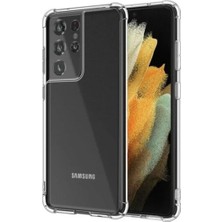 Fibaks Samsung Galaxy S21 Ultra Kılıf AntiShock Köşe Korumalı Darbe Emici Crystal Berrak Şeffaf Sert Silikon