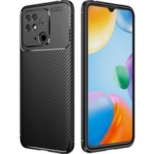 Fibaks Xiaomi Redmi 10C Kılıf Rugged Armor Darbe Emici Uzun Ömürlü Dayanıklı Parmak İzi Yapmaz Karbon Tasarım Negro Silikon Kapak