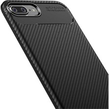 Fibaks Apple iPhone 7 Plus Kılıf Rugged Armor Darbe Emici Uzun Ömürlü Dayanıklı Parmak İzi Yapmaz Karbon Tasarım Negro Silikon Kapak