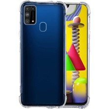 Fibaks Samsung Galaxy M30S Kılıf AntiShock Köşe Korumalı Darbe Emici Crystal Berrak Şeffaf Sert Silikon