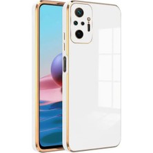 Fibaks Xiaomi Redmi Note 10 Pro Uyumlu Kılıf Parlak Kenarlı Altın Işlemeli Kamera Korumalı Kapak