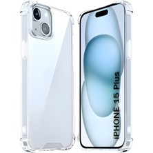 Fibaks Apple iPhone 15 Plus Kılıf Crystal Sert Pc Antishock Darbe Emici Kenar Şeffaf Silikon Kapak