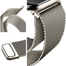 Fibaks Apple Watch Ultra Se Nike Series 1 2 3 4 5 6 7 8 9 42 44 45 49MM Uyumlu Metal Hasır Örgü Mıknatıslı Milano Loop Kordon