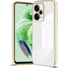 Fibaks Xiaomi Redmi Note 12 Pro 5g Kılıf Parlak Kenarlı Altın Işlemeli Kamera Korumalı Kapak