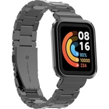 Fibaks Xiaomi Mi Watch Lite Kordon Kasalı Paslanmaz Çelik Stainless Steel Baklalı Ayarlanabilir Akıllı Saat Kordonu ve Ayarlama Aparatı