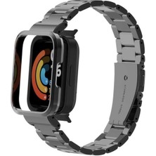 Fibaks Xiaomi Mi Watch Lite Kordon Kasalı Paslanmaz Çelik Stainless Steel Baklalı Ayarlanabilir Akıllı Saat Kordonu ve Ayarlama Aparatı