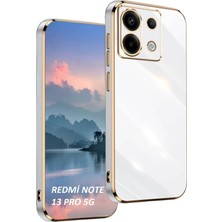 Fibaks Xiaomi Redmi Note 13 Pro 5g Kılıf Parlak Kenarlı Altın Işlemeli Kamera Korumalı Kapak