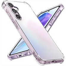 Fibaks Samsung Galaxy A55 Kılıf Crystal Sert Pc Antishock Darbe Emici Kenar Şeffaf Silikon Kapak