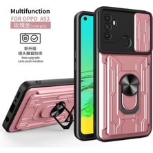 Fibaks Xiaomi Redmi Note 8 Uyumlu Kartlıklı Sürgülü Slayt Kamera Korumalı Standlı Tank Kapak