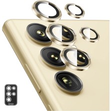 Fibaks Samsung Galaxy S23 Ultra Uyumlu 5 Parça Uygulama Aparatlı Kamera Lens Koruyucu Cam Kamera Koruma