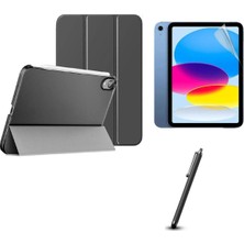 Fibaks Apple iPad 10. Nesil 10.9 2022 Kılıf Set Ekran Koruyucu + Kalem Pu Deri Ön Arka Tam Koruma Standlı Katlanabilir Smart Kapak