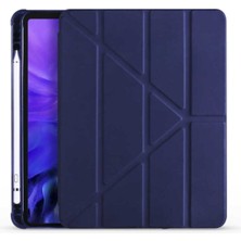 Fibaks Apple iPad Air 11 10.9 Inç Air 4 5 6 2020 2022 2024 Kılıf Tri Folding Standlı Kalemlikli Kalem Bölmeli 3 Katlamalı Standlı Uyku Modlu Smart Kapak