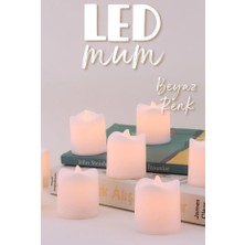 ByKurt 8 Adet Mat Beyaz Mini LED Mum Seti Pilli Dumansız Alevli Ledli Dekoratif Yapay Mum Dekor Işığı