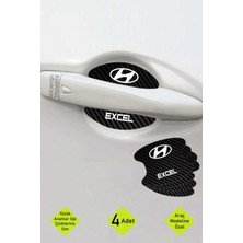 Kocamın Tasarımı Hyundai Excel Karbon Desenli Kapı Iç Kısmı Çizik Koruma Folyo Seti - 4 Parça Excel Yazılı