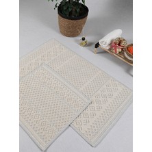 My Evilla Naturel Pamuklu Kilim Yıkanabilir Banyo Paspası Seti 2'li Klozet Takımı 60 x 100-50 x 60 cm  7020 Bej