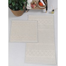 My Evilla Naturel Pamuklu Kilim Yıkanabilir Banyo Paspası Seti 2'li Klozet Takımı 60 x 100-50 x 60 cm  7020 Bej