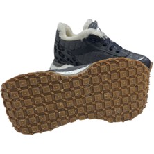 Degischic1 Lacivert Deri & Leopar Deri Sneaker