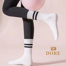 Dore Yoga ve Pilates Için Kaydırmaz Tabanlı Siyah Beyaz Pembe Çorap 3lü