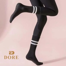 Dore Yoga ve Pilates Için Kaydırmaz Tabanlı Siyah Beyaz Pembe Çorap 3lü