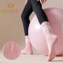 Dore Yoga ve Pilates Için Kaydırmaz Tabanlı Siyah Beyaz Pembe Çorap 3lü