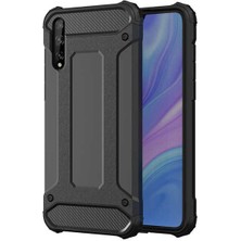 kilifone - Huawei P Smart S (Y8P) - Kılıf Çift Katman Zırh Tank Crash Military Kapak - Siyah - T15090