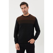 Tony Montana Çizgi Desenli Regular Fit Triko Kazak- T-1281