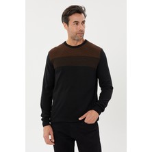 Tony Montana Çizgi Desenli Regular Fit Triko Kazak- T-1281