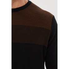 Tony Montana Çizgi Desenli Regular Fit Triko Kazak- T-1281