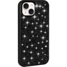 ekılıf - Apple iPhone 15 Plus - Kılıf Parlak Taşlı Tasarım Pırlanta Kapak - Siyah - T30658
