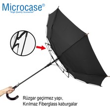 Microcase Unisex Otomatik 16 Telli Rüzgar Korumalı Rüzgarda Kırılmayan Su Geçirmez Dayanıklı Baston Şemsiye AL4664