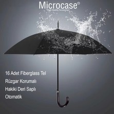 Microcase Unisex Otomatik 16 Telli Rüzgar Korumalı Rüzgarda Kırılmayan Su Geçirmez Dayanıklı Baston Şemsiye AL4664