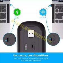 Ata Elektronik Kablosuz Bluetooth 5.1 + Wireless Mouse fare maus CEP TELEFON TV MAC PC BİLGİSAYAR Çift Modlu Usb 2.4G Şarj Edilebilir 800/1200/1600dpi Rgb Led