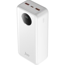 Juo 30000MAH 22.5W Dijital LED Ekranlı Taşınabilir Hızlı Şarj Cihazı Powerbank Beyaz